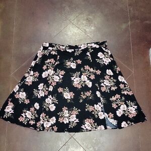 Torrid Black and Pink Floral A-Line Skirt